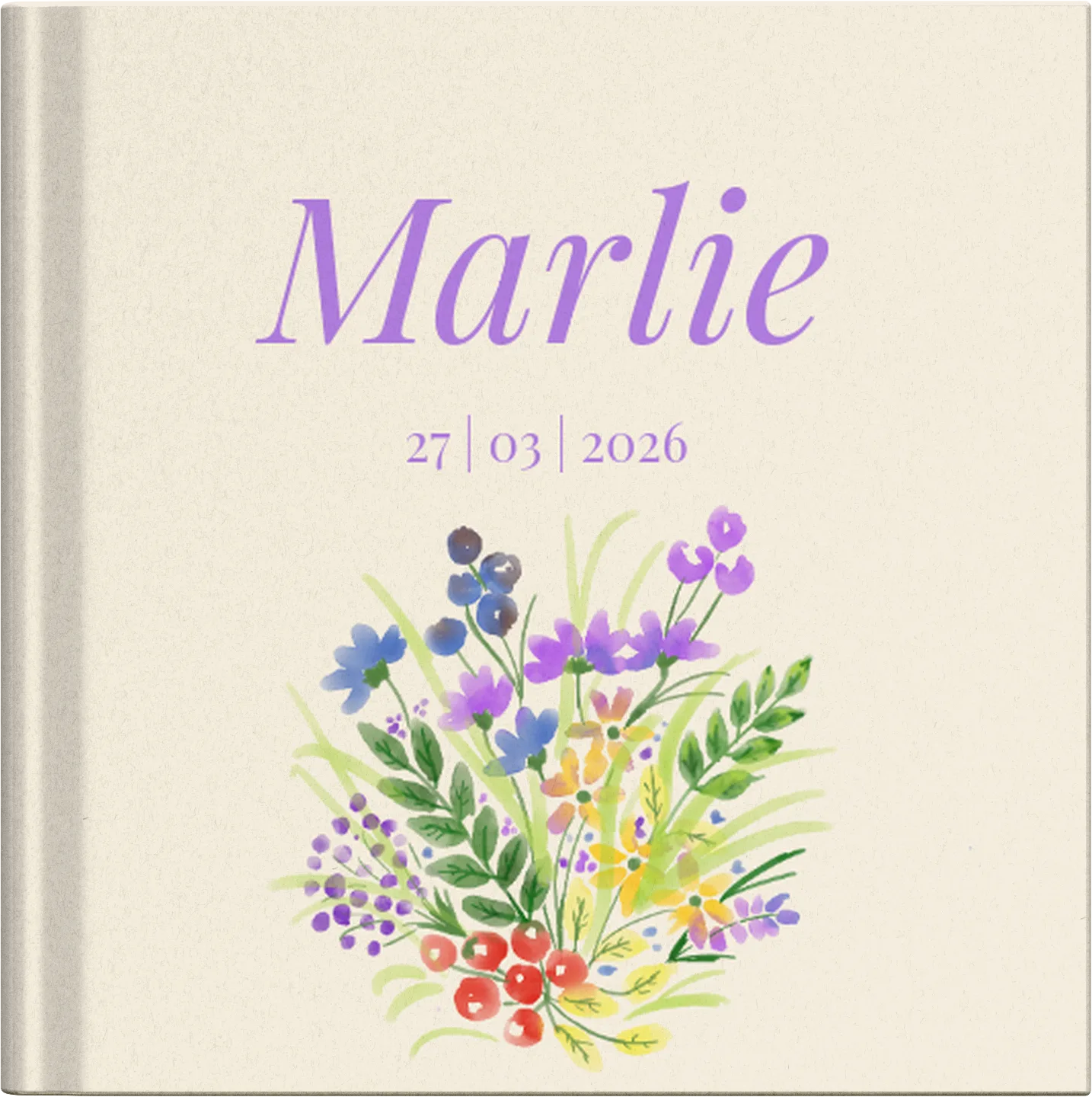 Voorbeeld van dit geboorteboekje in formaat 14,8x14,8 cm Standaard Hardcover